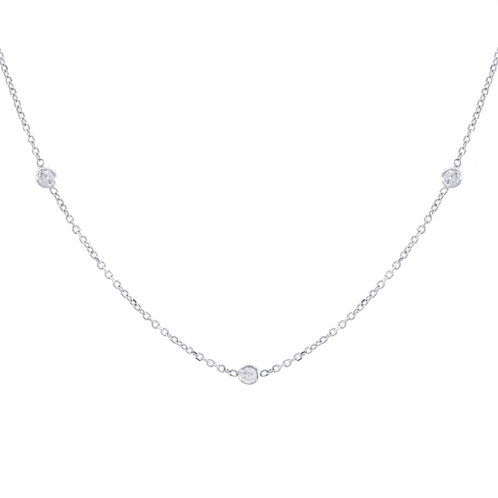 0.90 Carat Round Cut Diamonds By The Yard Necklace - Picture 2 of 6